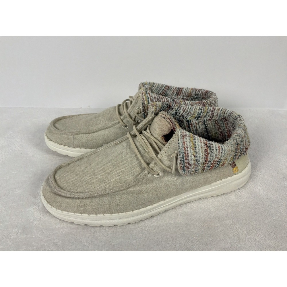 Hey Dude Women's Slip On Loafers Beige Knit Collar Comfort Casual Shoes - Picture 3 of 9
